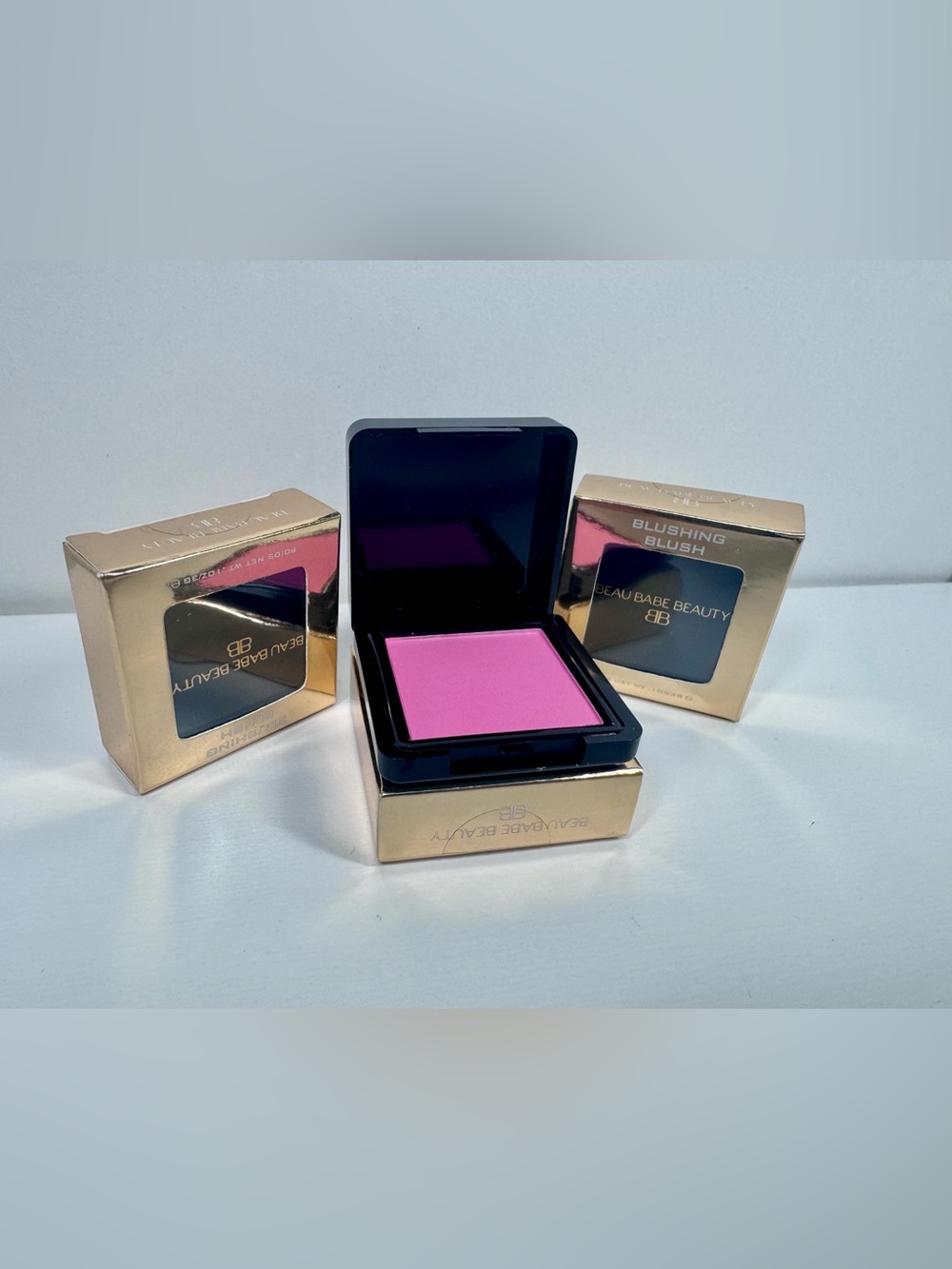 New Set of 3 Beau Babe Beauty Blush Compacts Vibrant Pink!